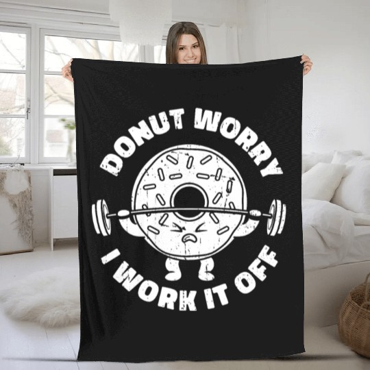 Fitness Donut Funny Donut Gym Fleece Blankets