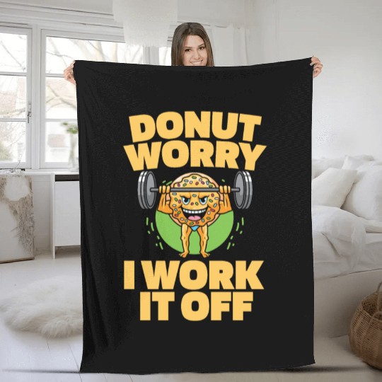 Fitness Donut Funny Donut Gym Fleece Blankets