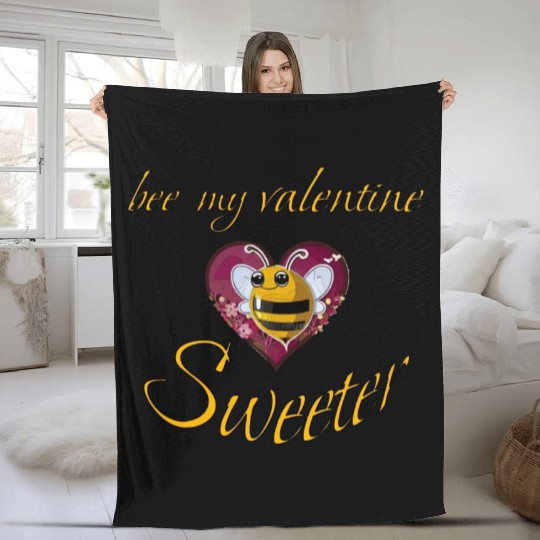 bee my valentine sweeter Fleece Blankets