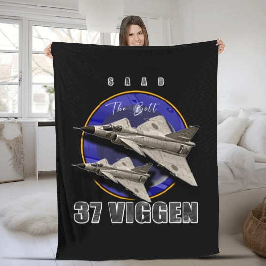 Saab 37 Viggen Swedish Multi Combat Aircraft Fleece Blankets