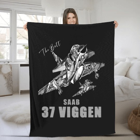Saab 37 Viggen Swedish Multi Combat Aircraft Fleece Blankets