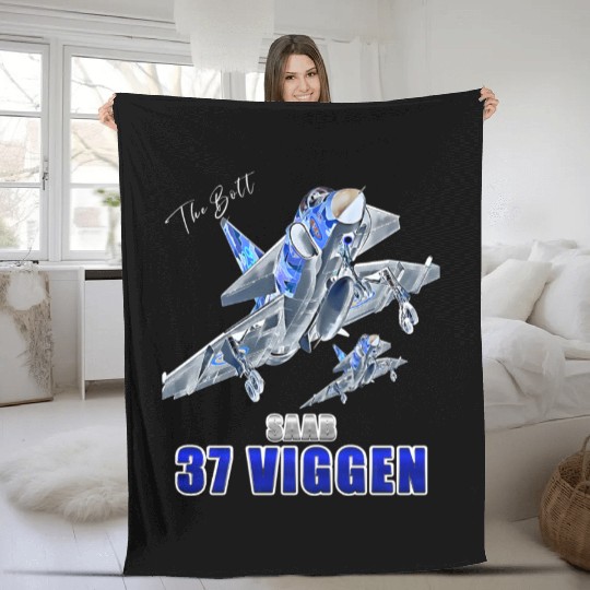 Saab 37 Viggen Swedish Multi Combat Aircraft Fleece Blankets