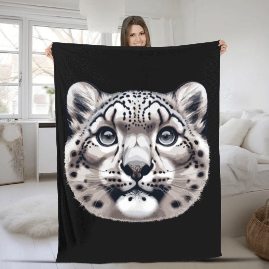 Snow Leopard Leopard White Leopard Fleece Blankets