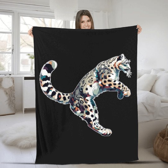 Snow Leopard Leopard White Leopard Fleece Blankets