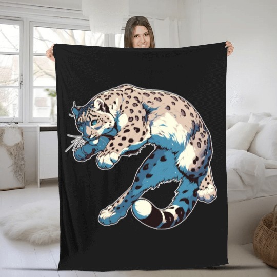 Snow Leopard Leopard White Leopard Fleece Blankets