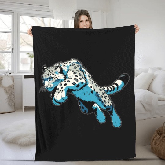 Snow Leopard Leopard White Leopard Fleece Blankets