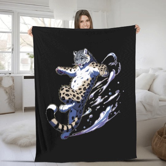 Snow Leopard Leopard White Leopard Fleece Blankets