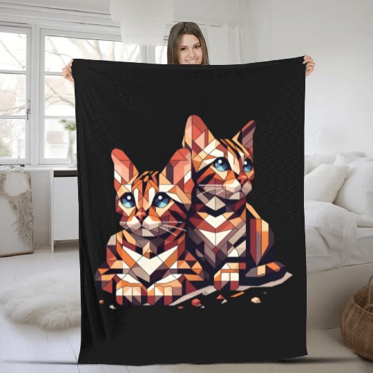 Bengal Kittens Geometric Shape Fleece Blankets