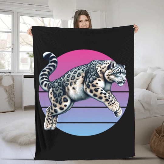 Snow Leopard Leopard White Leopard Fleece Blankets