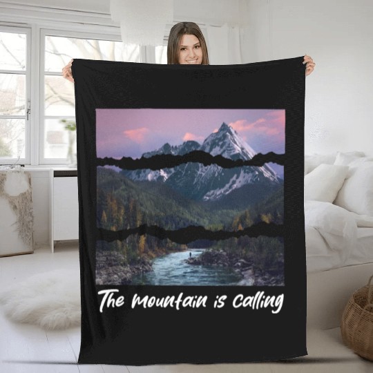 the mountain is calling Fleece Blankets