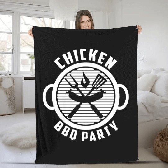 Chicken BBQ Party - BBQ Barbeque Fleece Blankets