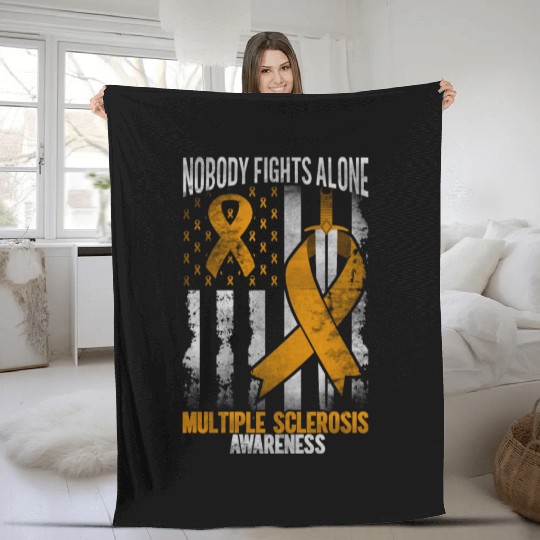 multiple sclerosis awareness us flag Fleece Blankets
