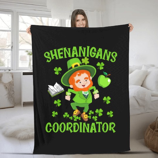 Shenanigans Coordinator Funny Teacher St Patrick Fleece Blankets