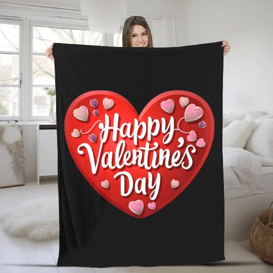 Happy Valentines Day - Lovely Hearts Fleece Blankets