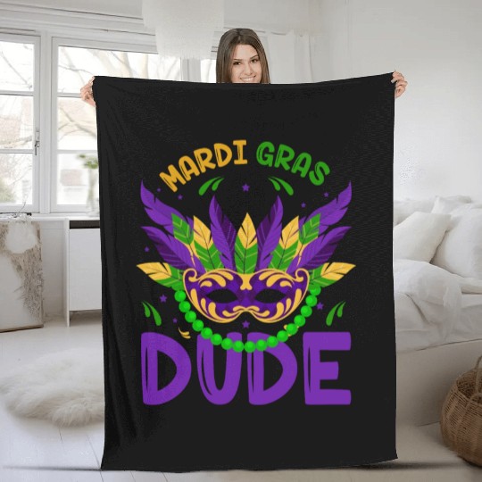 Happy Mardi Gras Carnival Party Mask Tuesday Fleece Blankets
