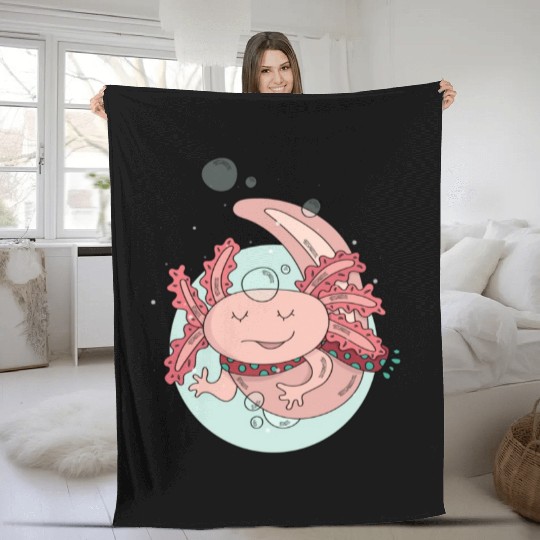 Pastel Axolotl Salamander Cute Lizard Lover Gift Fleece Blankets