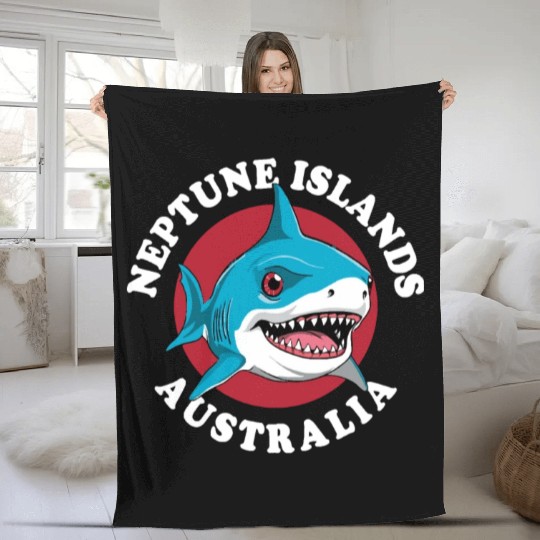 Great White Shark Neptune Islands Fleece Blankets