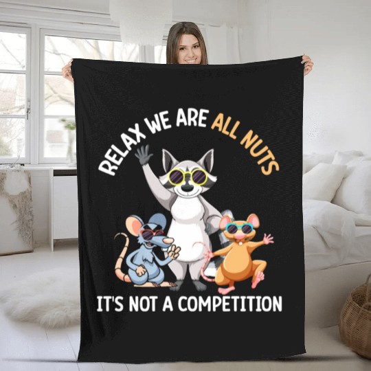 Funny Raccoon Mouse and Rat Fleece Blankets