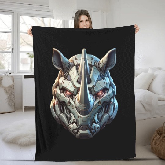 Rhinoceros mech Fleece Blankets