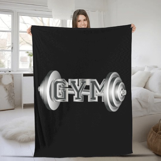 Dumbbell typography for fitness and gym enthusiast Fleece Blankets