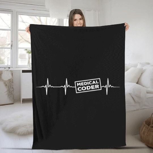 Medical Coder Heartbeat Fleece Blankets