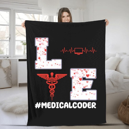 Medical Coder Valentine's Day Design Fleece Blankets