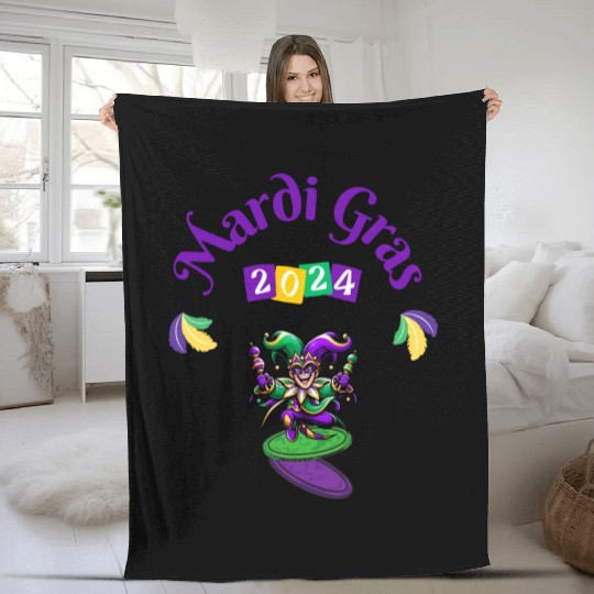 Mardi gras Funny Nola New orleans Louisiana Fleece Blankets