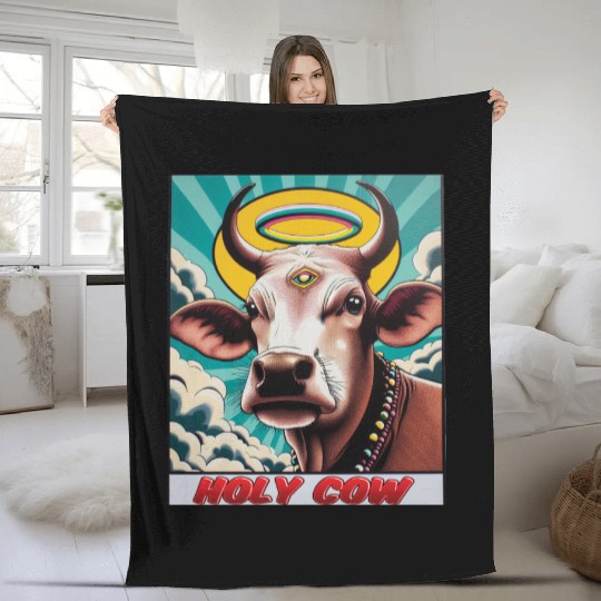Holy Cow Humor Funny Comics Fleece Blankets