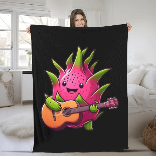 Dragon Fruit Jam: Playing the Guitar Fleece Blankets