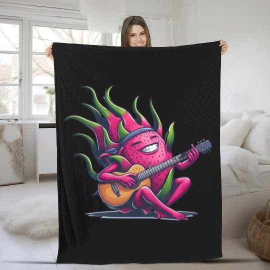 Dragon Fruit Jam: Playing the Guitar Fleece Blankets