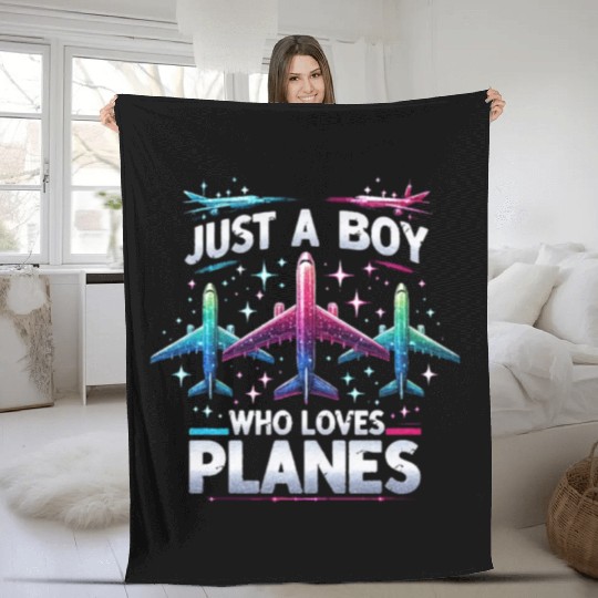 Just A Boy Who Loves Planes Fleece Blankets