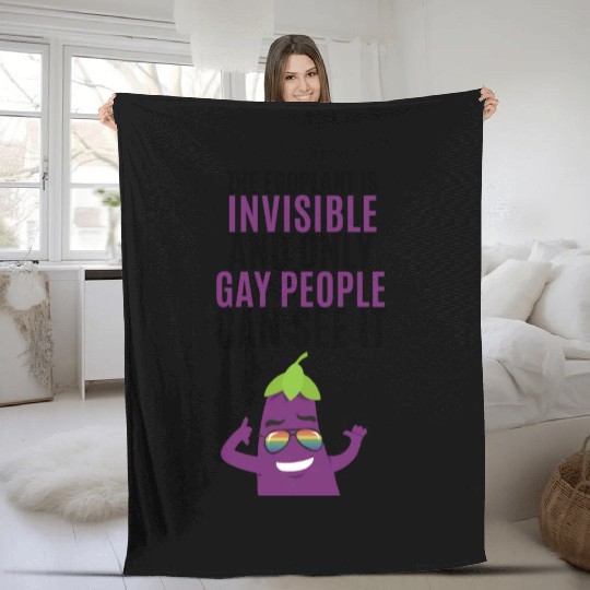 Invisible eggplant Fleece Blankets for your gay friend