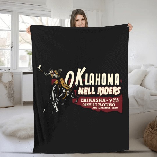 Vintage Convict Rodeo Oklahoma Fleece Blankets