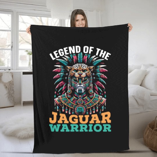 Aztec Jaguar Warrior Aztec Culture Indigenous Fleece Blankets