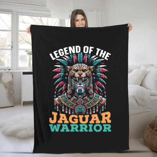 Aztec Jaguar Warrior Aztec Culture Indigenous Fleece Blankets