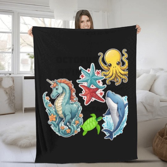 Deep ocean life Fleece Blankets