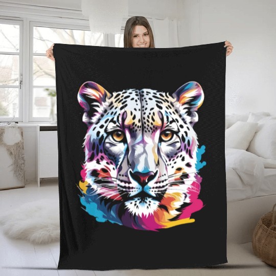 Snow leopard Fleece Blankets