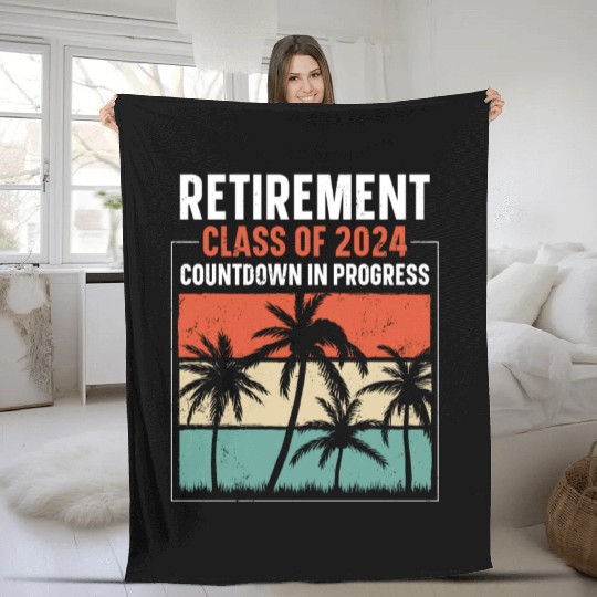 2024 Retirement Countdown Beach Fleece Blankets