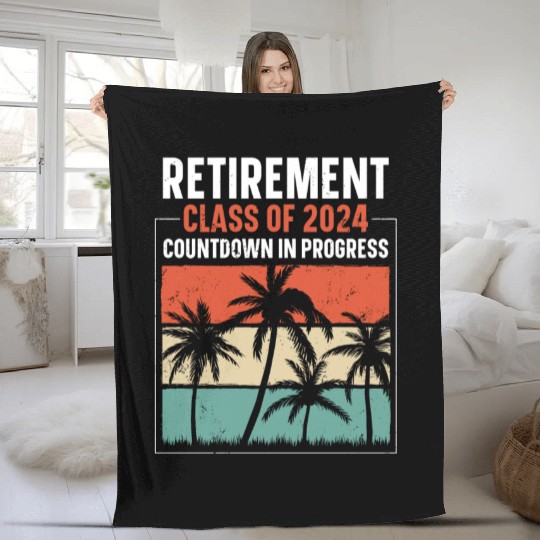 2024 Retirement Countdown Beach Fleece Blankets