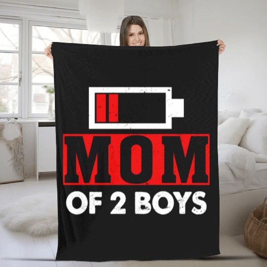 Mom of 2 Boys Mom and Son Matching Mom Gifts Fleece Blankets
