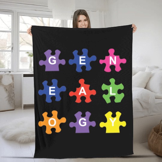 Genealogy Jigsaw Puzzle Pieces Fleece Blankets