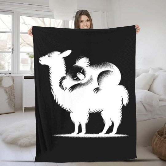 Cuddly Llama With A Chilling Koala On Its Back Fleece Blankets