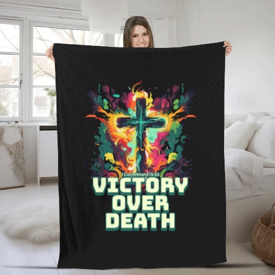 VICTORY OVER DEATH Easter Design Fleece Blankets