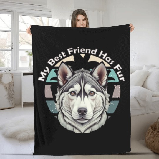 Valentine's Day celebrations with my husky Fleece Blankets