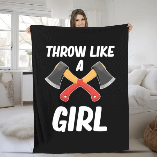 Throw Like A Girl Axe Throwing Chainsaw Bushcraft Fleece Blankets