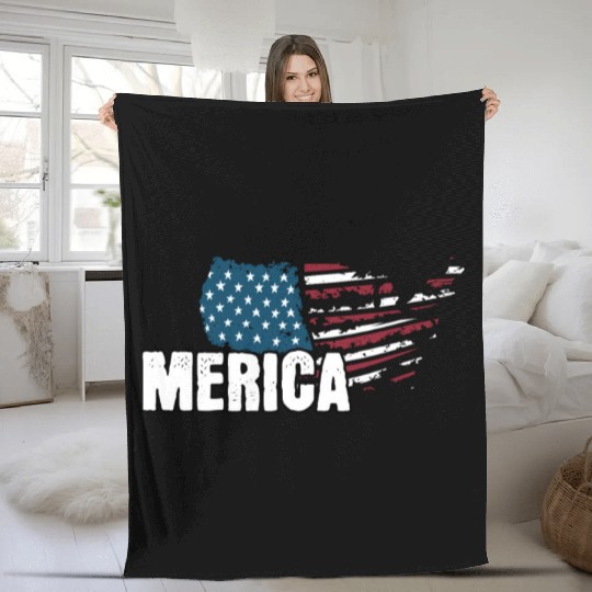 MERICA 4th of July Relaxed Patriot Fleece Blankets