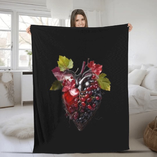 Default Human heart made with wine and red grape Fleece Blankets