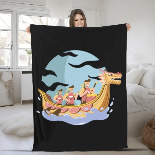 Chinese Dragon Boat Dragon Boat Racer Gift Fleece Blankets