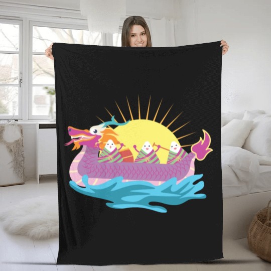 Chinese Dragon Boat Chinese Gift Fleece Blankets