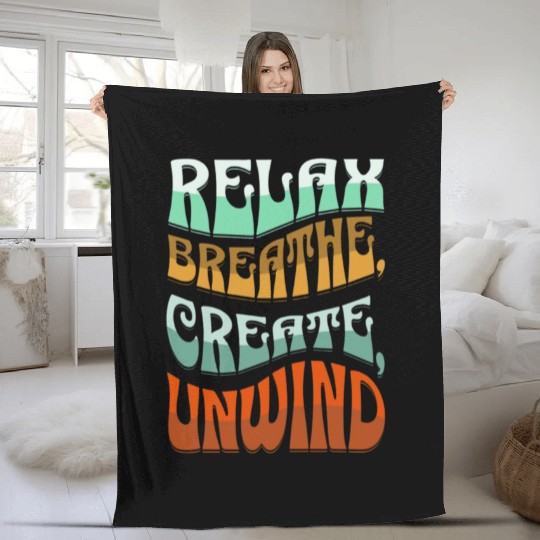 Relax, breath, Create, Unwind Fleece Blankets